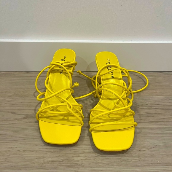 Never worn Charlotte Stone yellow lace up heels - Picture 4 of 4